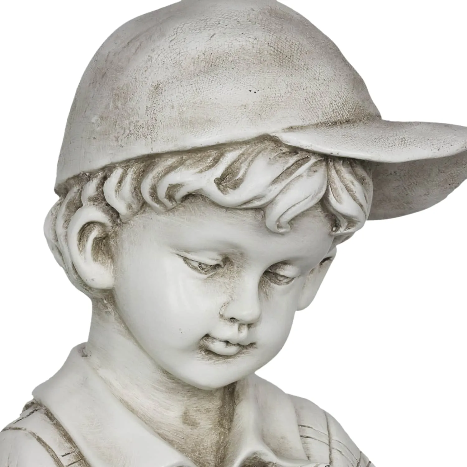 Solar Boy with Flower Pot Garden Statuary, 15 Inch