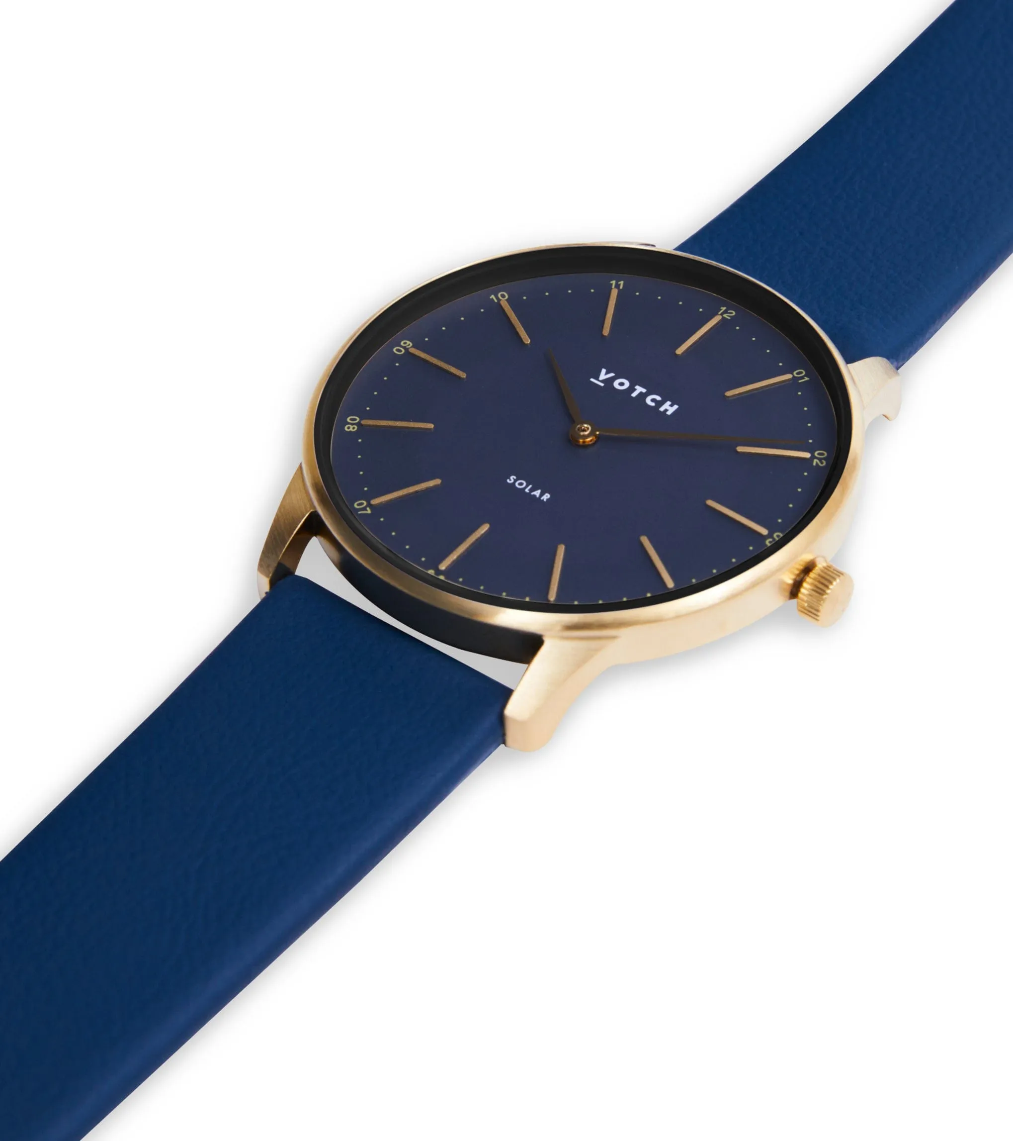 Solar Classic Appleskin Vegan Leather Watch | Gold & Black with Navy Watch