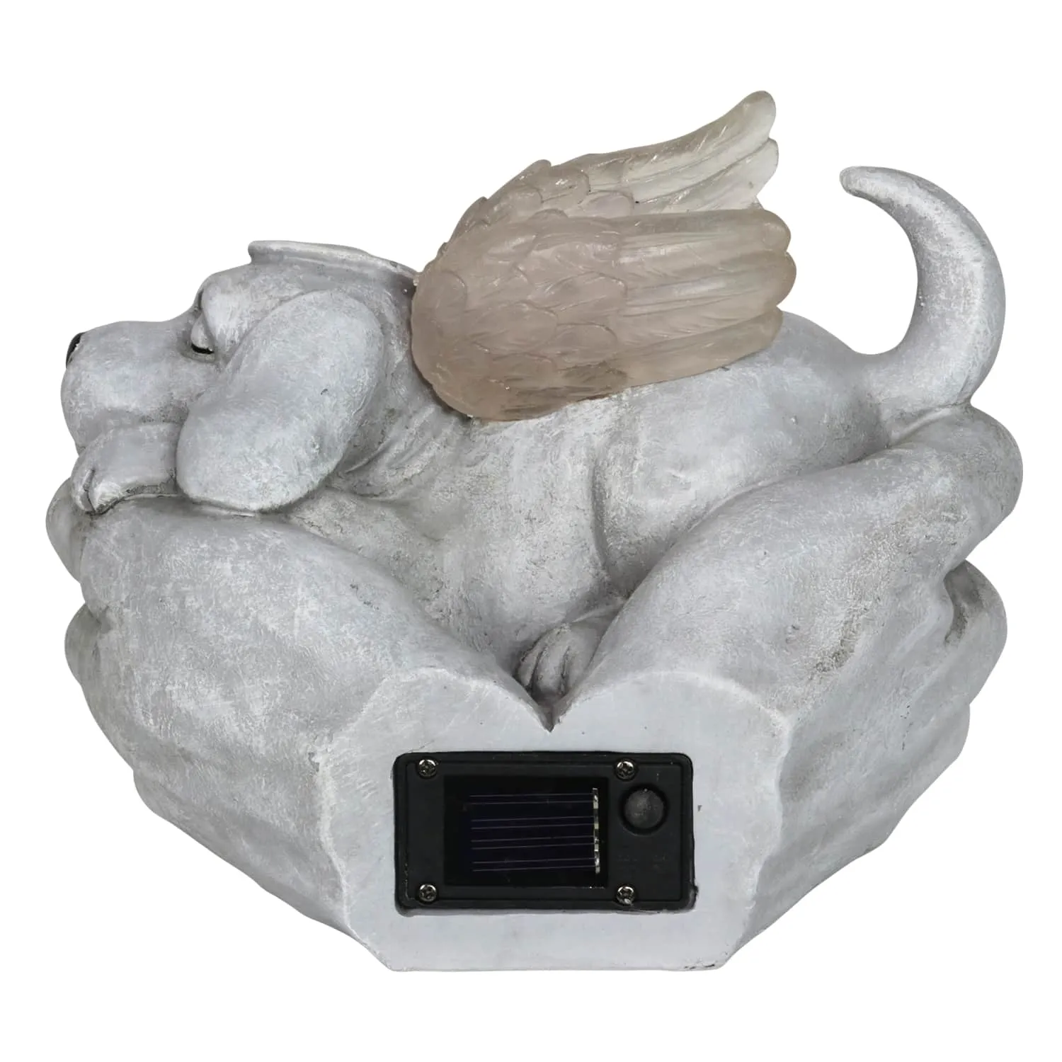 Solar Cradled Angel Dog Memorial Garden Statue, 8 by 5 Inches