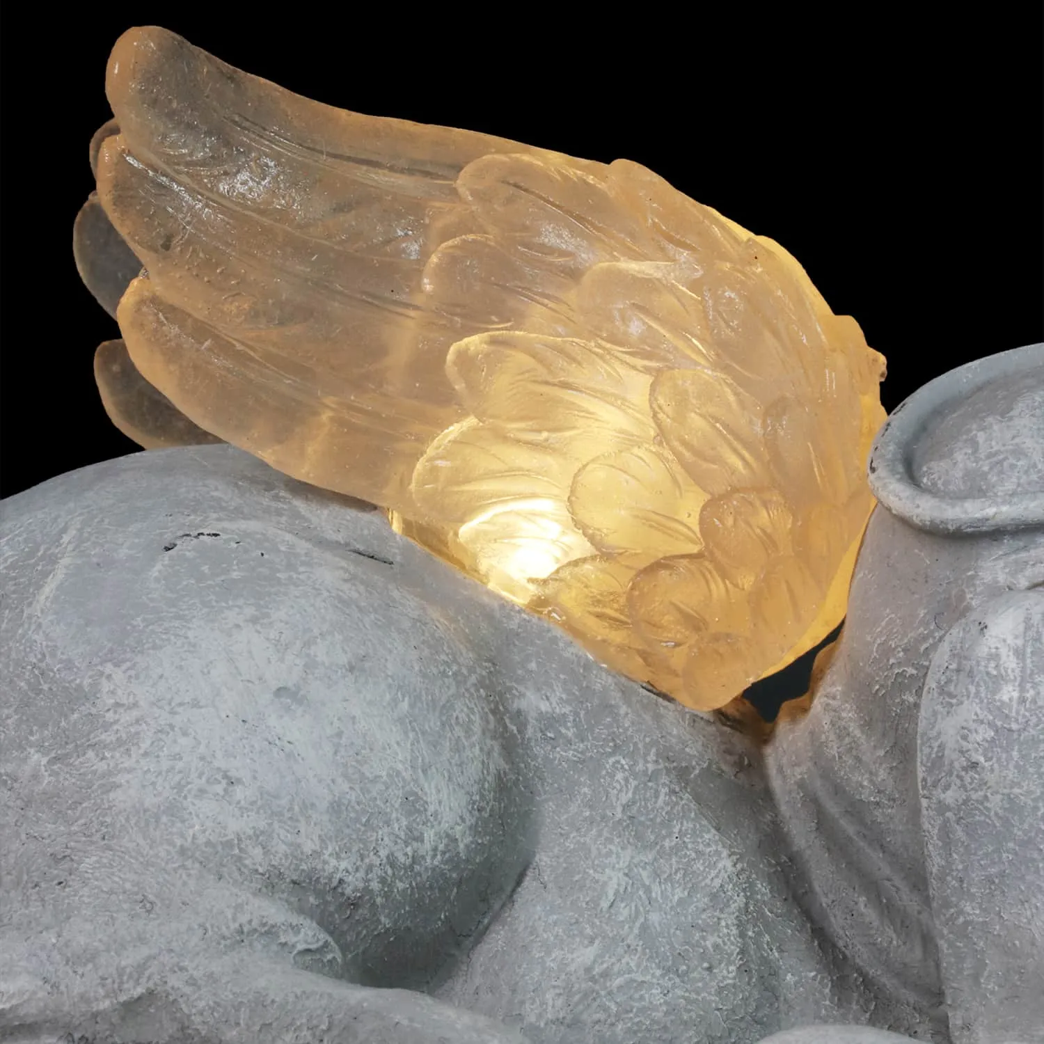 Solar Cradled Angel Dog Memorial Garden Statue, 8 by 5 Inches