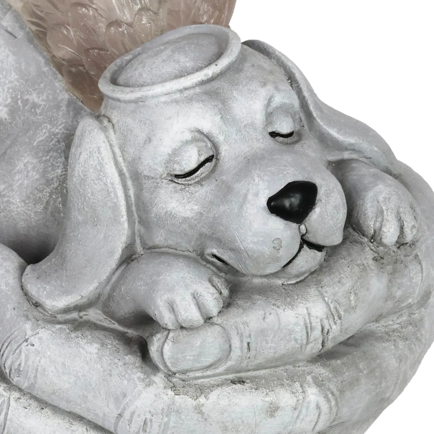 Solar Cradled Angel Dog Memorial Garden Statue, 8 by 5 Inches