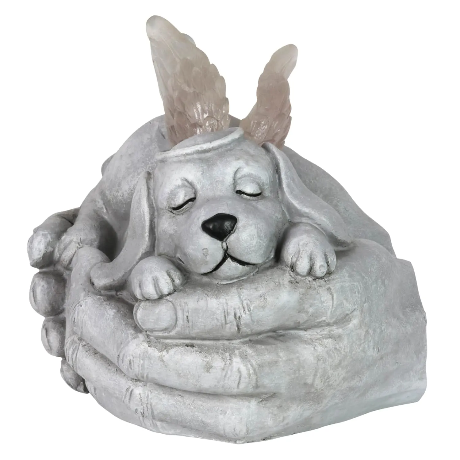 Solar Cradled Angel Dog Memorial Garden Statue, 8 by 5 Inches