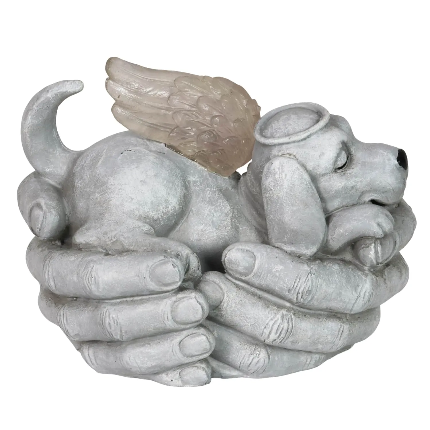 Solar Cradled Angel Dog Memorial Garden Statue, 8 by 5 Inches