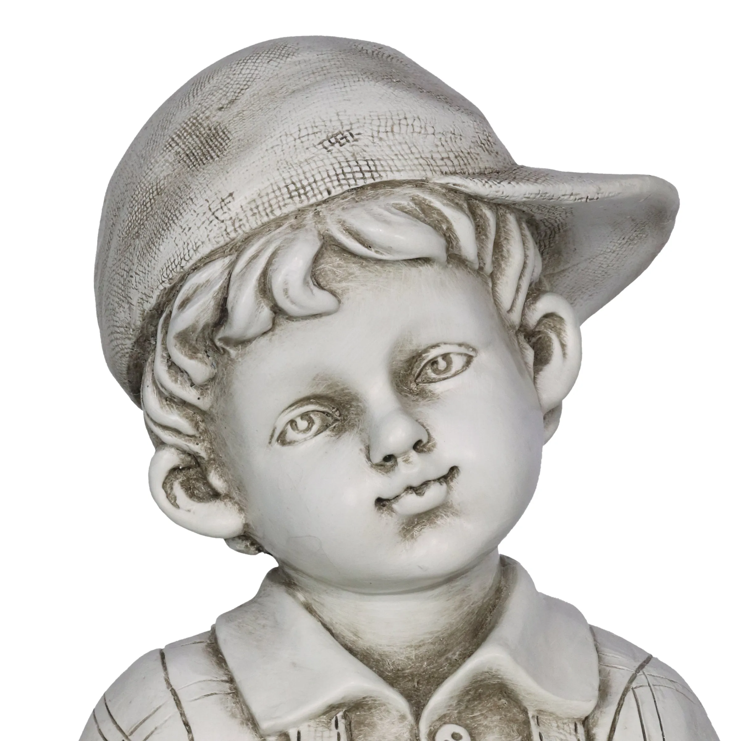 Solar Gardening Boy Statue in Natural Resin Finish, 18 Inch