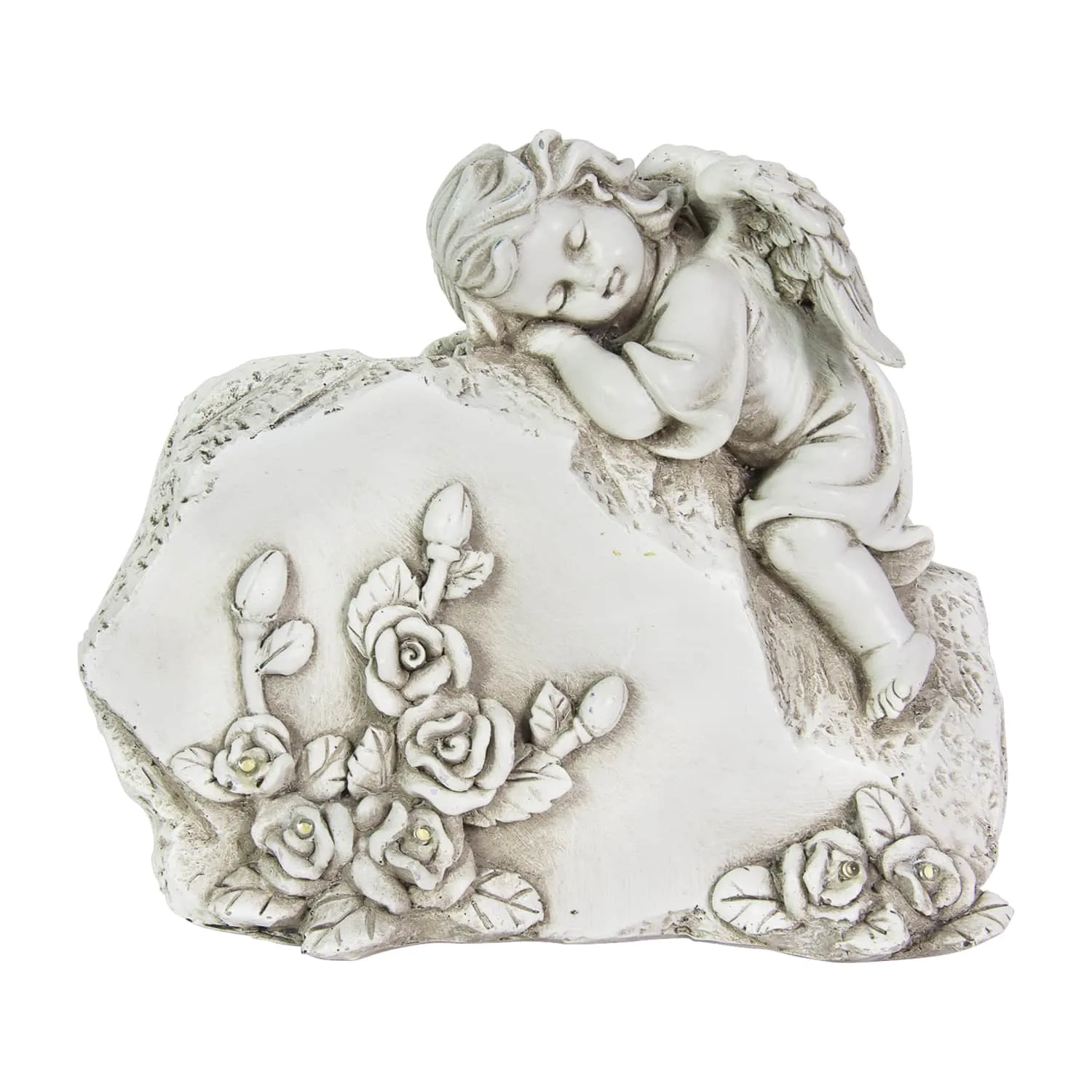 Solar Memorial Rock with Angel, 6 Inch