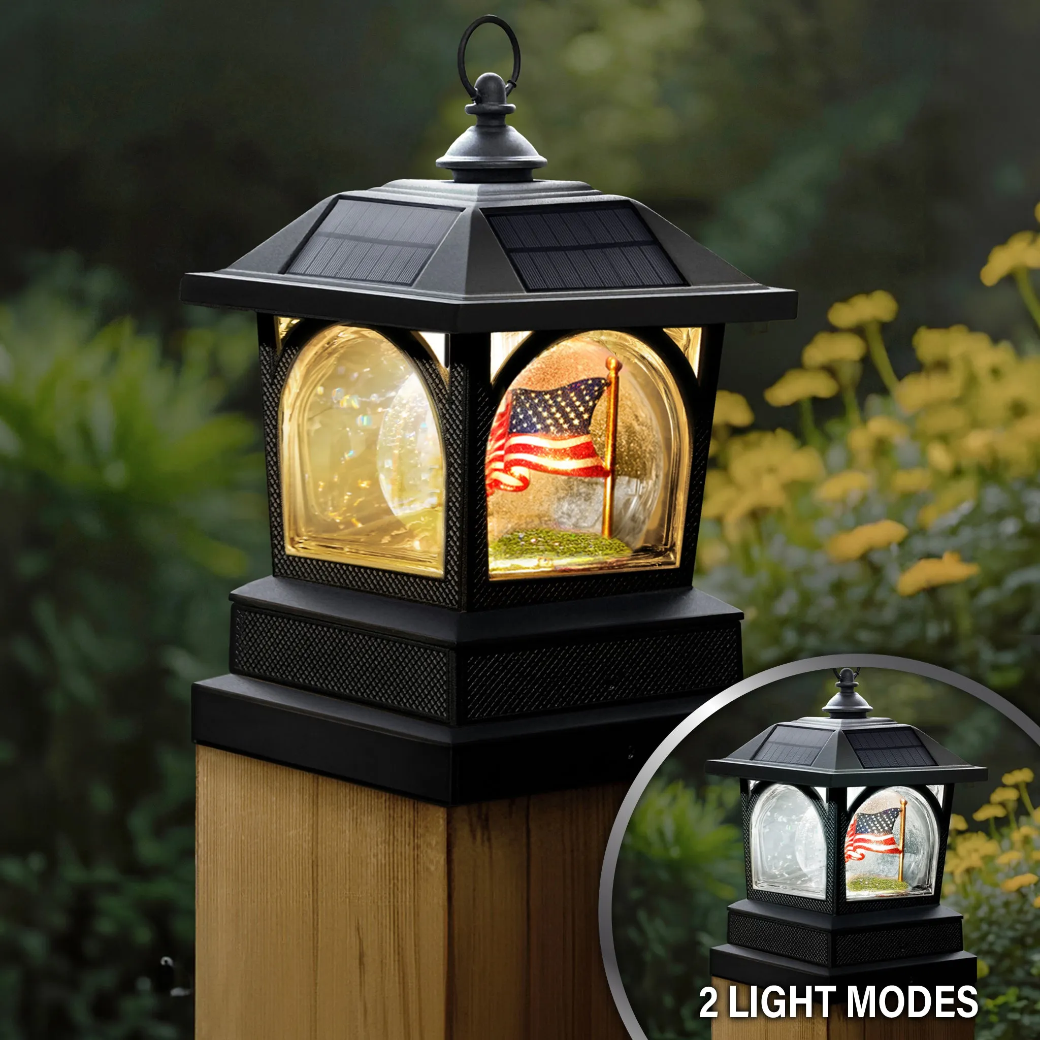 Solar USA Patriot Table Lantern/Post Cap with 7.5”x7.5” Base Adapter/Surface Mount