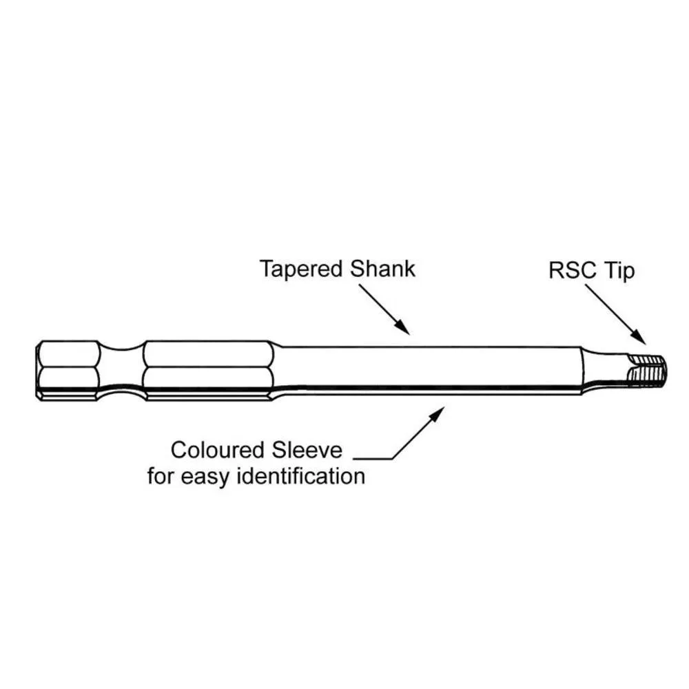 Square Driver Bits - No. 2, 1/4'' Shank, 2'' Long