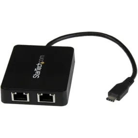 StarTech.com USB-C to Dual Gigabit Ethernet Adapter with USB (Type-A) Port - USB Type C ASIX - AX88179 - 2 Port(s) - 2 - Twisted Pair - 10/100/1000Base-T - Desktop