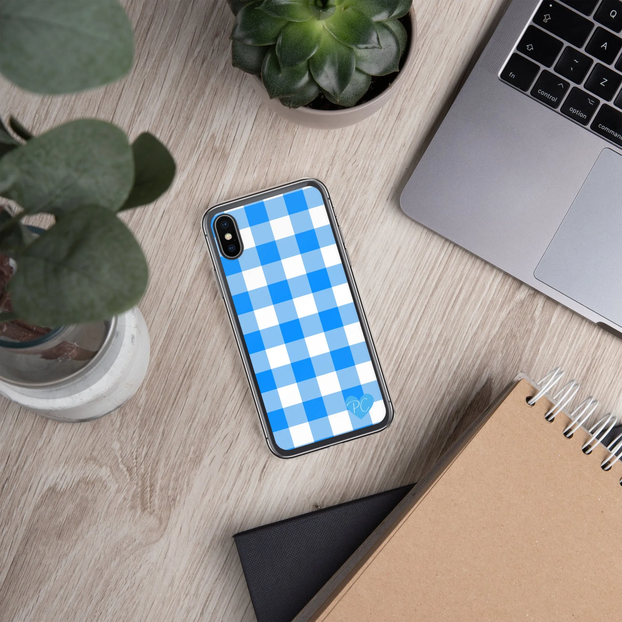 Sunday Afternoon Vintage Blue Gingham Print  iPhone Case | Pinup Couture