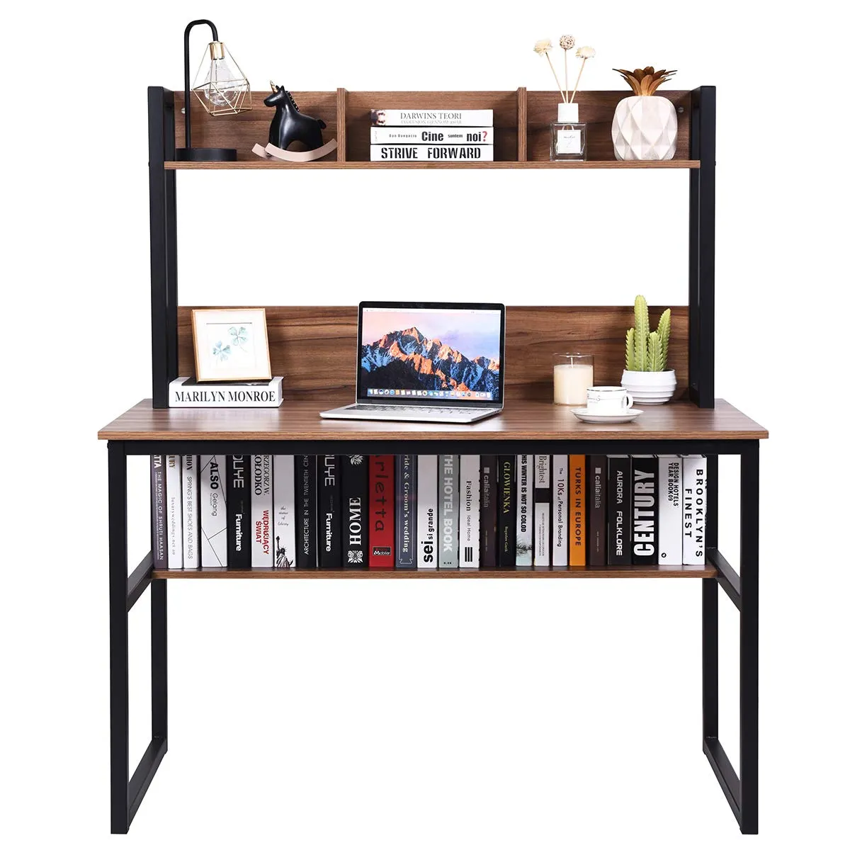 Tangkula Computer Desk with Hutch, Home Office Desk Study Writing Desk