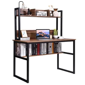 Tangkula Computer Desk with Hutch, Home Office Desk Study Writing Desk