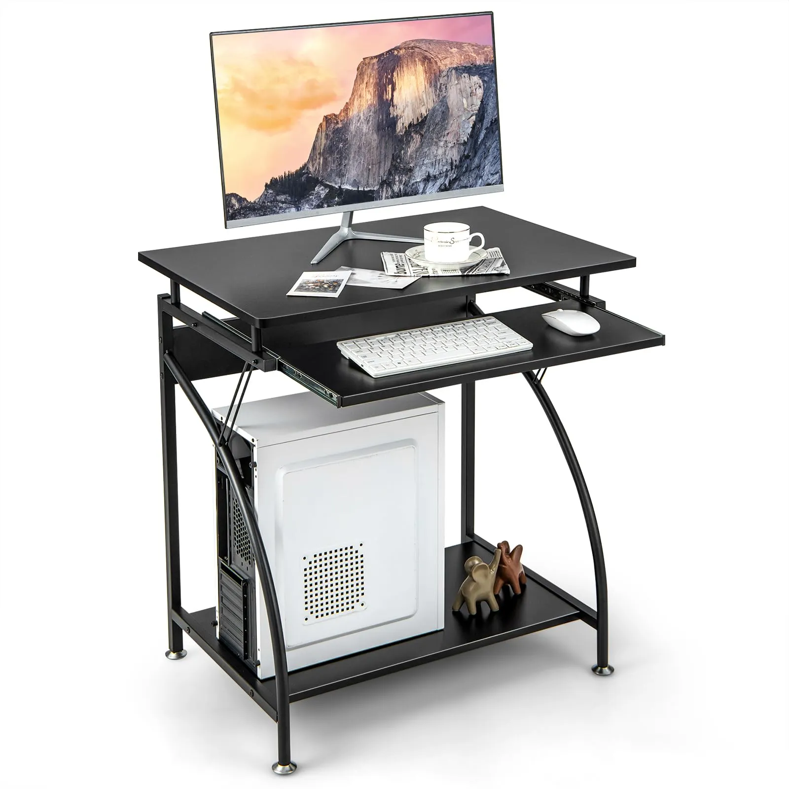 TANGKULA Small Computer Desk with Pull Out Keyboard Tray