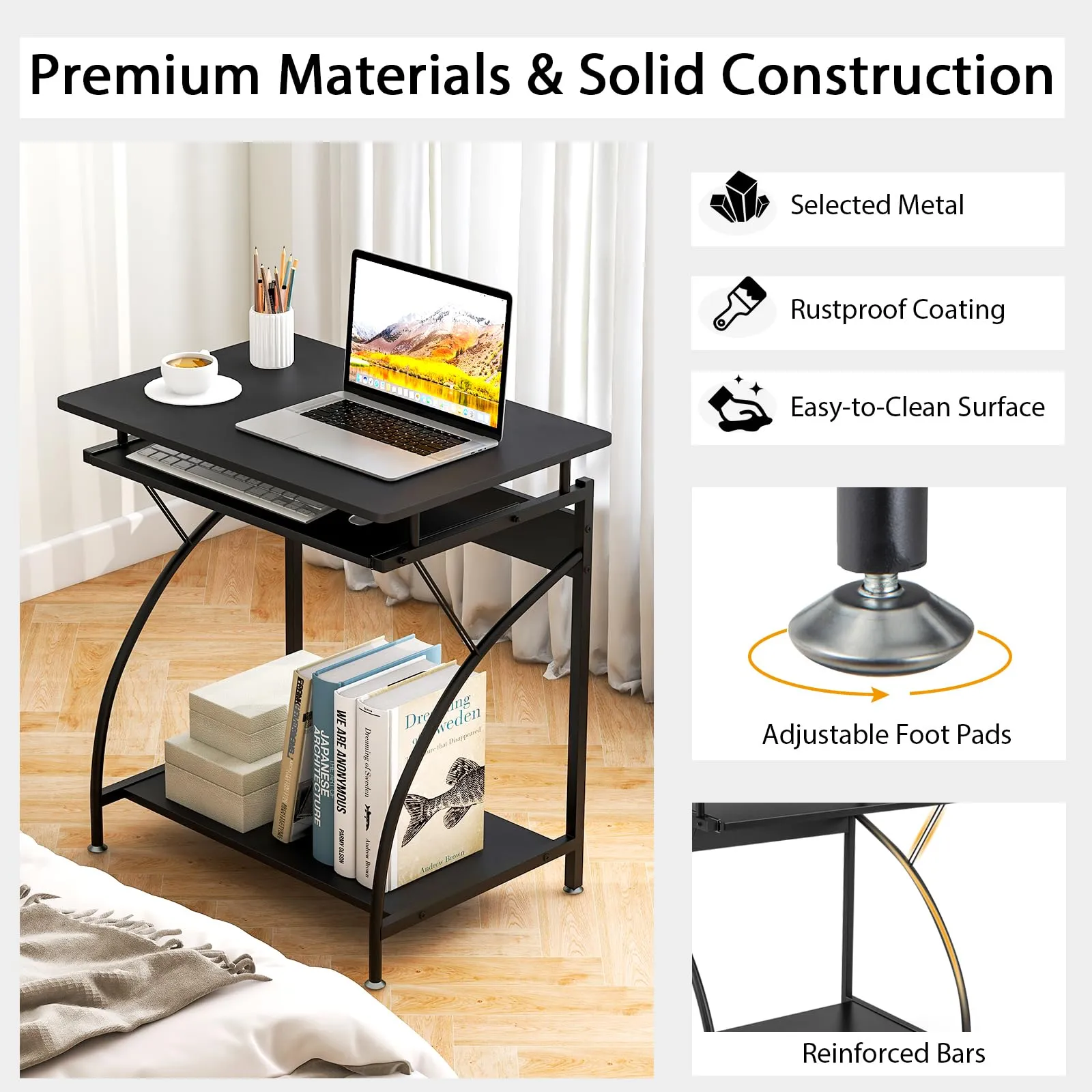 TANGKULA Small Computer Desk with Pull Out Keyboard Tray