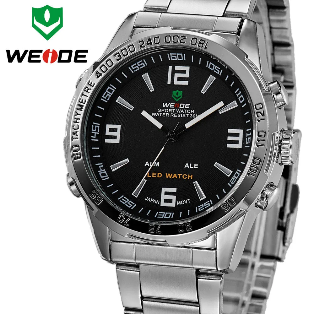 Top Watches Men Luxury Brand WEIDE Fashion & Casual Wrist LED Series Analog Digital Display 3ATM Waterproof Popular Watches