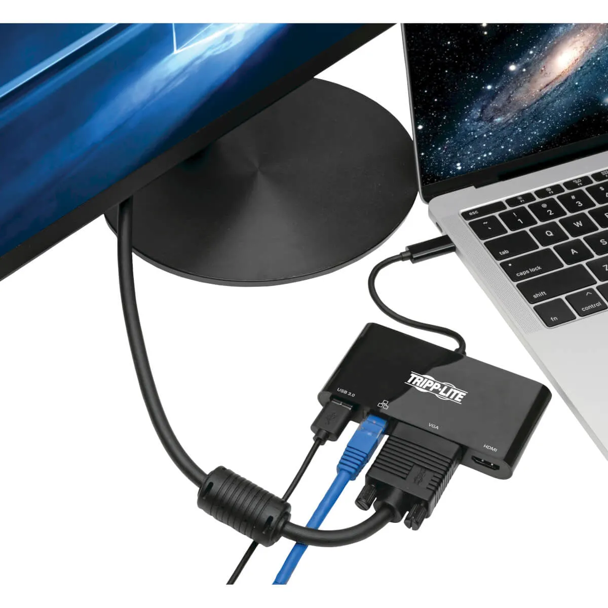 Tripp Lite Usb 3.1 Gen 1 Usb-C Adapter Converter Thunderbolt 3 Compatible 4K @ 30Hz - Hdmi, Vga, Usb-A Hub Port And Giga