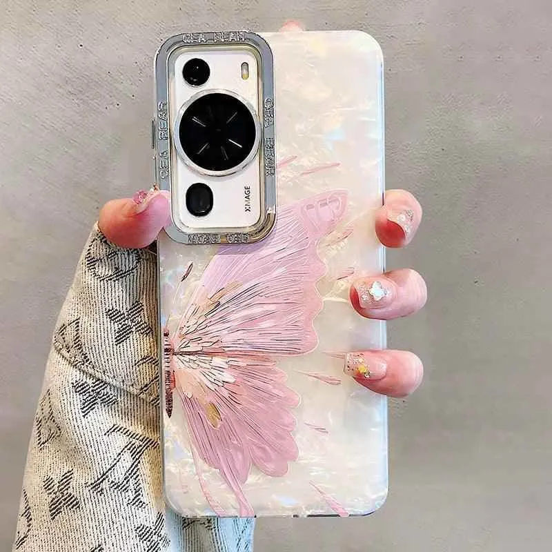 TSP167 Cute Phone Cases for Huawei P70, P60, P50, P40, Mate 60, 50, 40, and 30 Pro Plus - Luxury Laser Flower Shockproof Cover