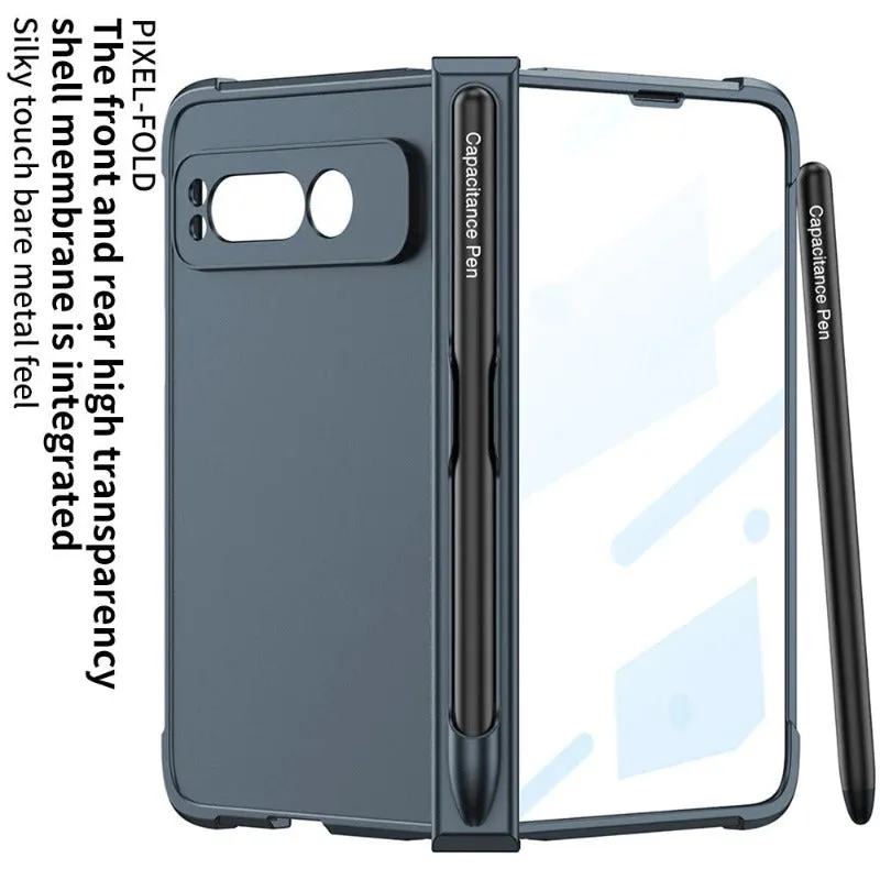 Ultra-thin Skin Feel Phone Case with Pen Slot With 360 All Inclusived HD Tempered Glass Film For Google Pixel Fold