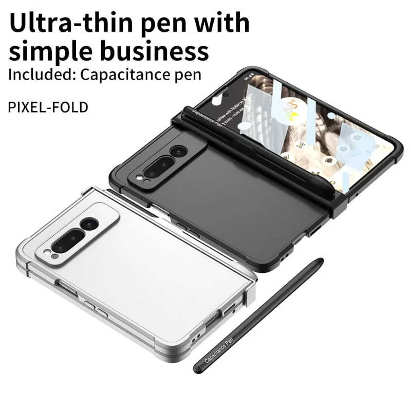 Ultra-thin Skin Feel Phone Case with Pen Slot With 360 All Inclusived HD Tempered Glass Film For Google Pixel Fold