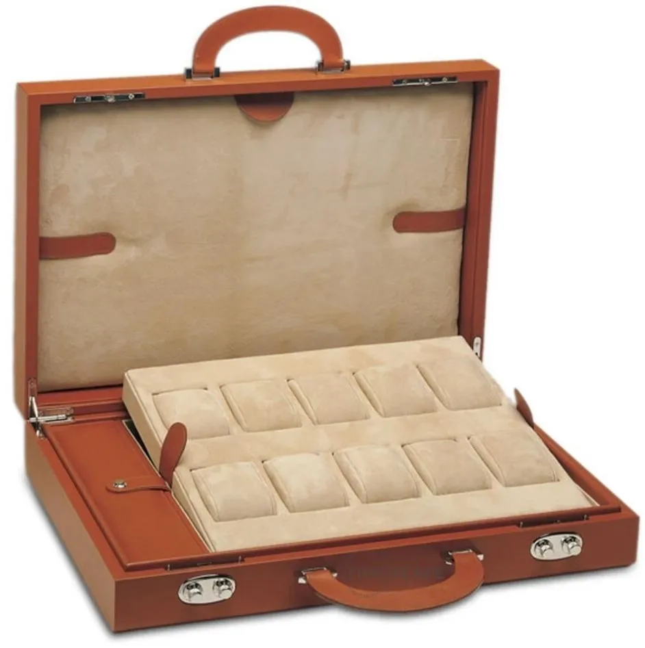 UNDERWOOD (LONDON) - 10-Unit Leather Watch Attache Case | UN120/TAN