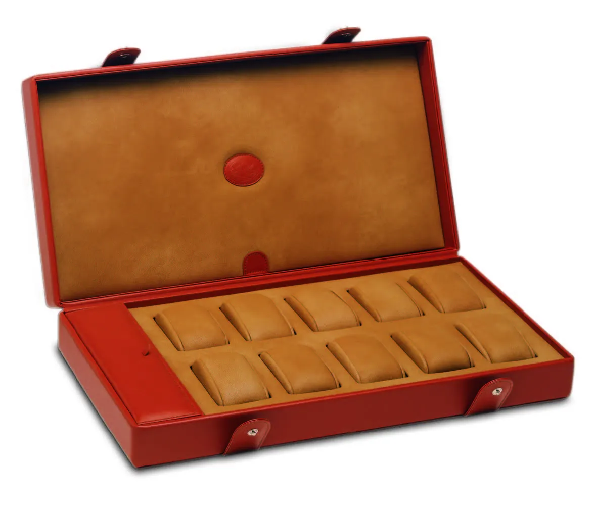 UNDERWOOD (LONDON) - 10-Unit Leather Watch Box w Compartment | UN233/TAN