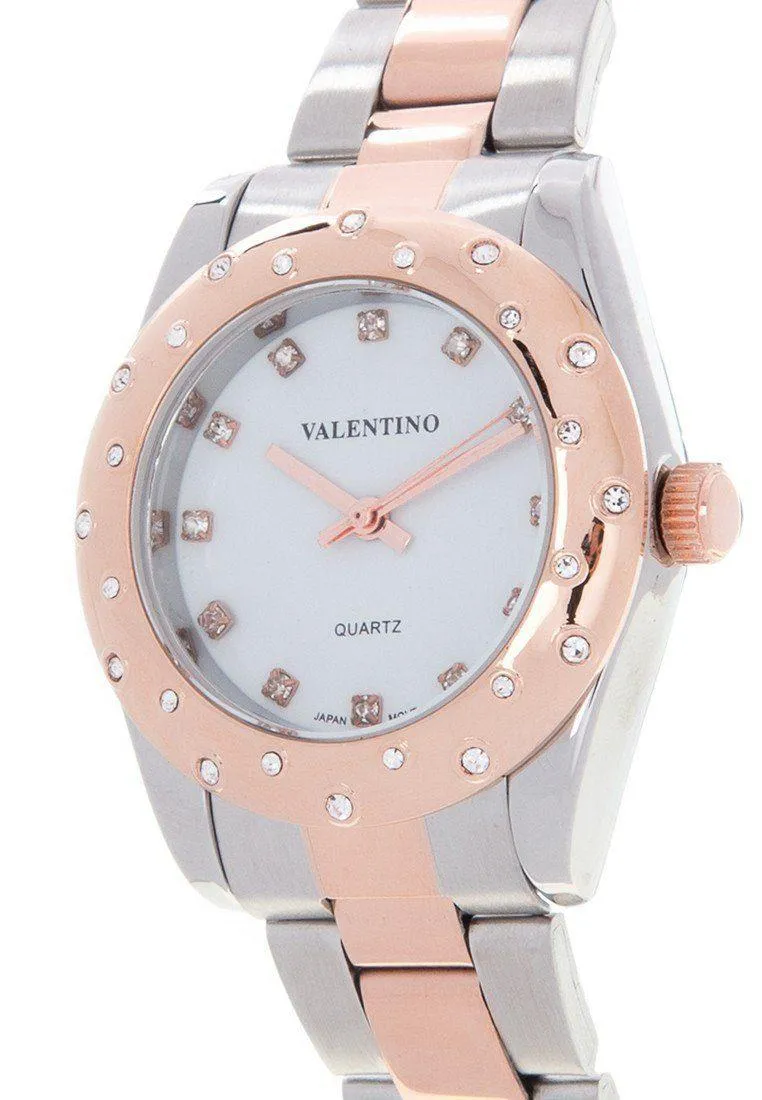 Valentino 20121974-TWO TONE  - White Dial Two Tone Stainless Band Watch For Women