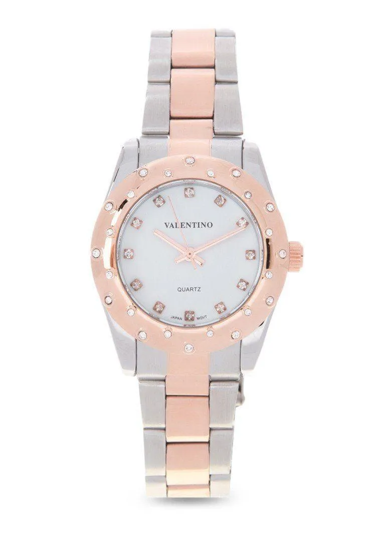 Valentino 20121974-TWO TONE  - White Dial Two Tone Stainless Band Watch For Women