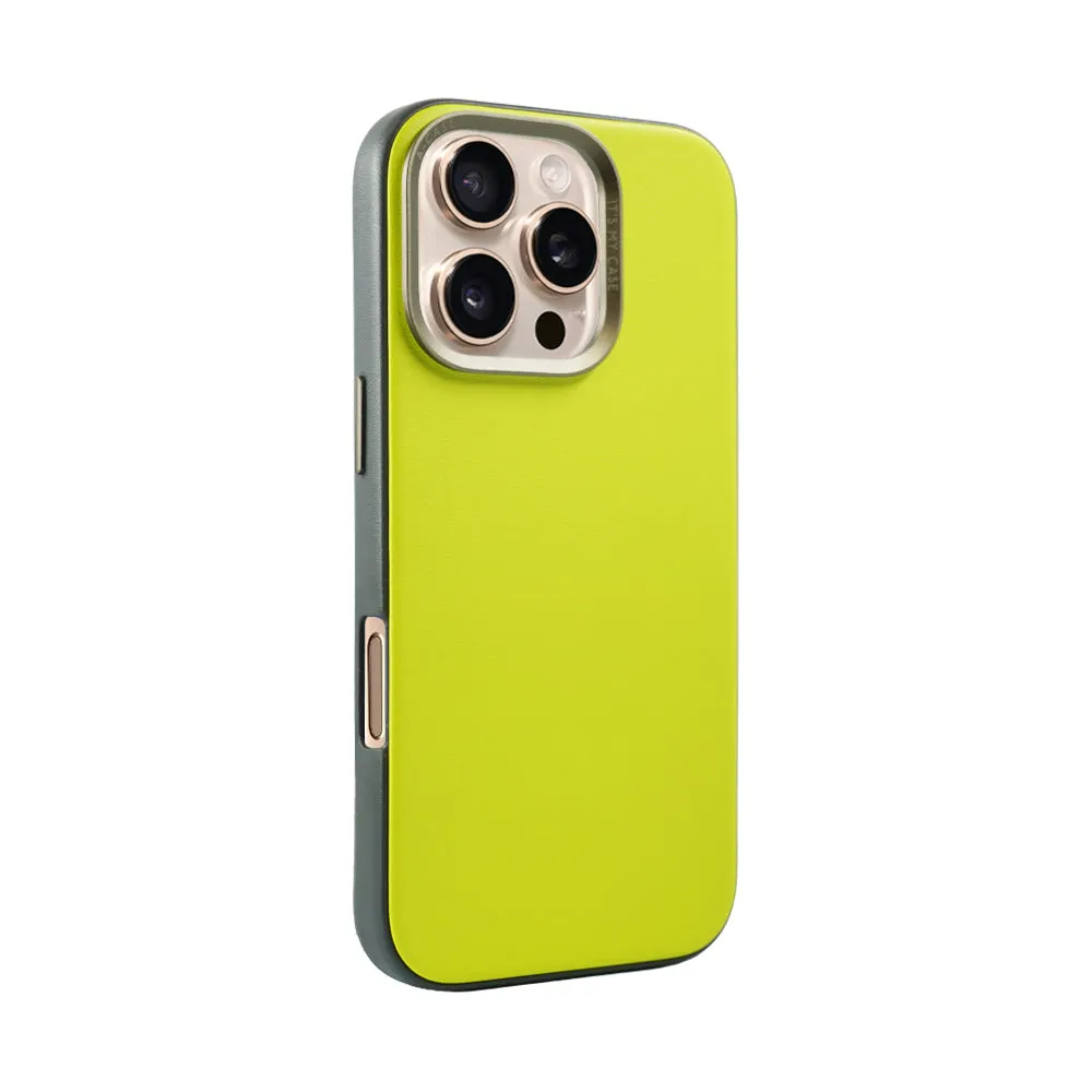 Vegan Leather Case For iPhone 16 Series - Lime