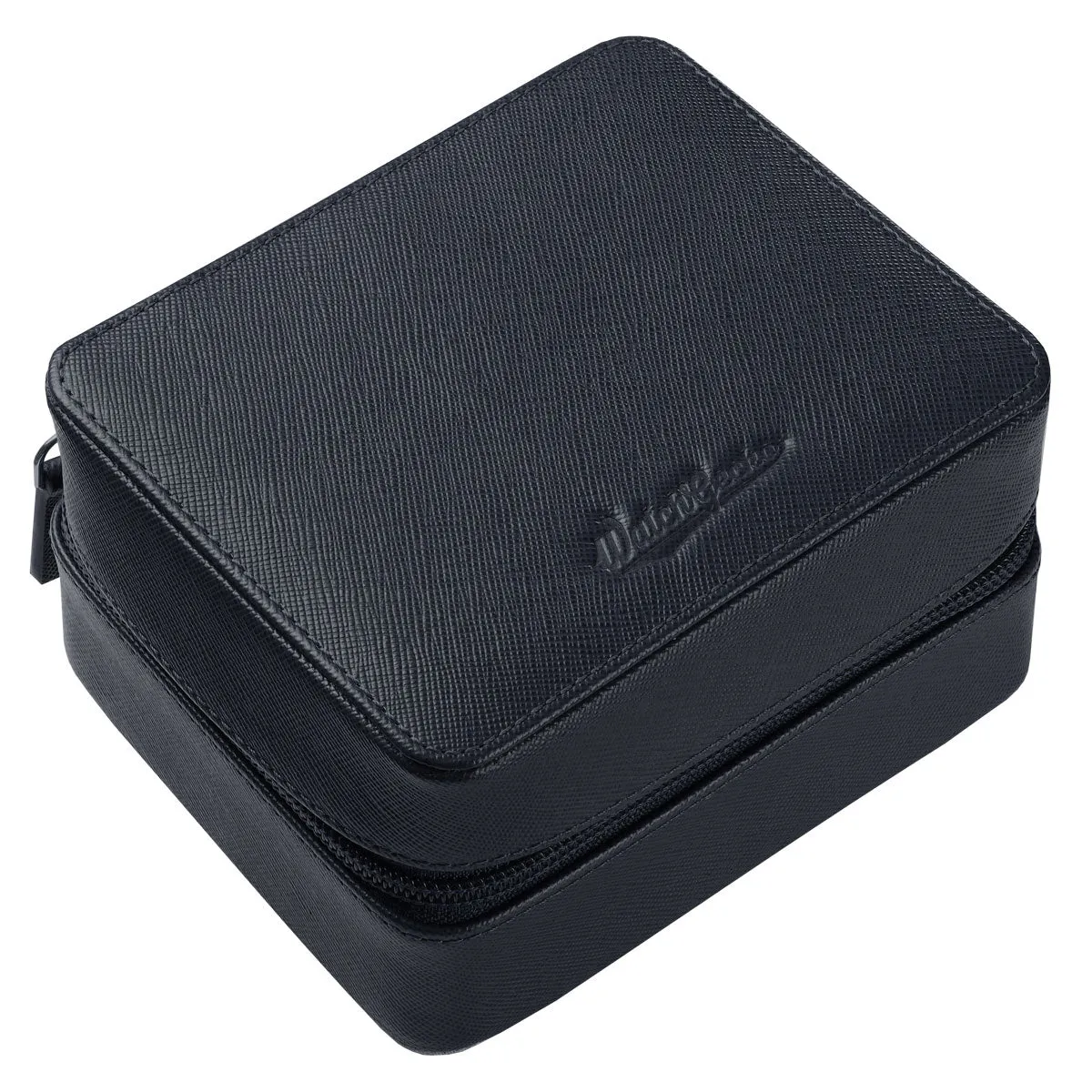 WatchGecko Leather Dual Zipped Watch Travel Case - Navy Blue