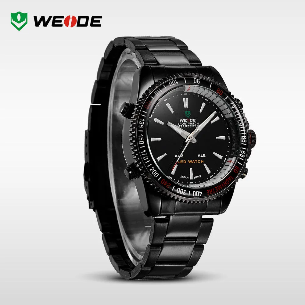 WEIDE Men Sports Military Watch Male Quartz Analog LED Digital 24hour Dispatch Waterproof Multifunction Mens Wristwatches