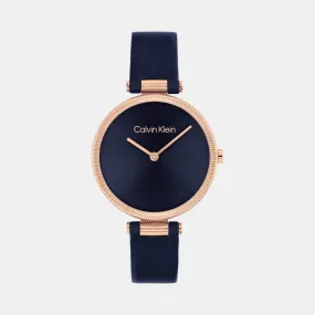 Women Quartz Blue Dial Leather Watch 25100041