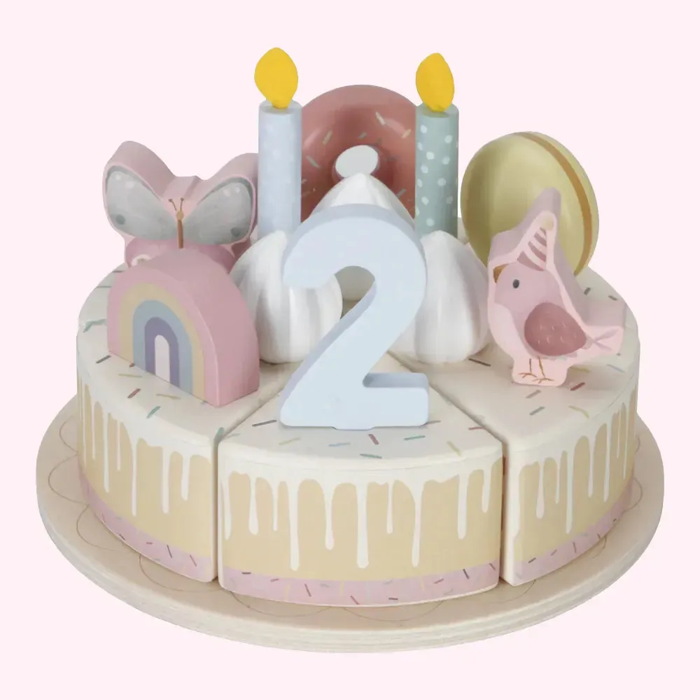 Wooden Birthday Cake Play Food 26piece - Pink