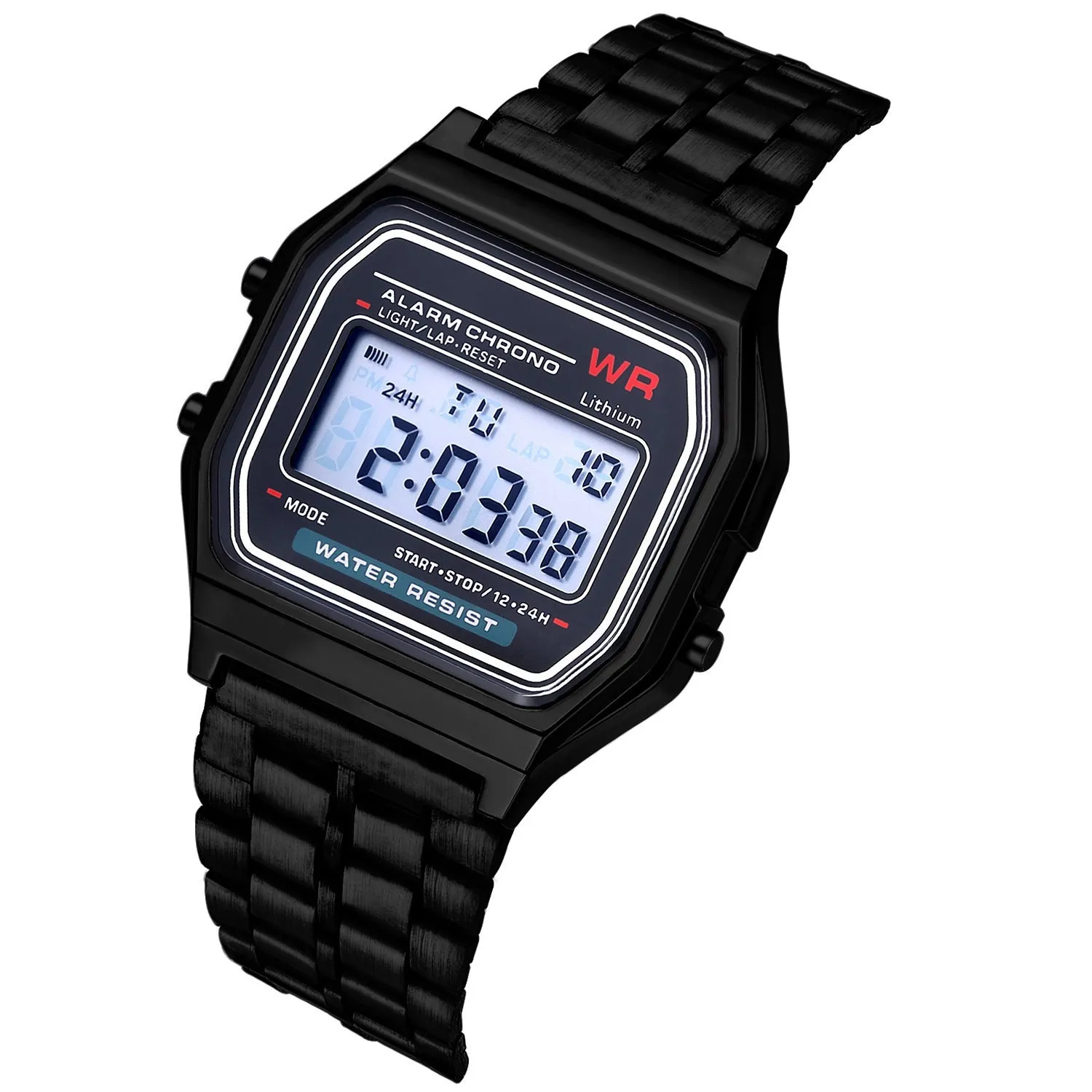 WR F91W Steel Band Electronic Watch - Classic & Durable Digital Timepiece