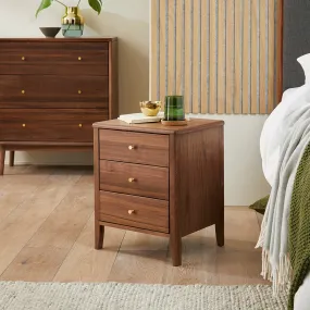 Wright Walnut 3 Drawer Bedside Table (Scratched)