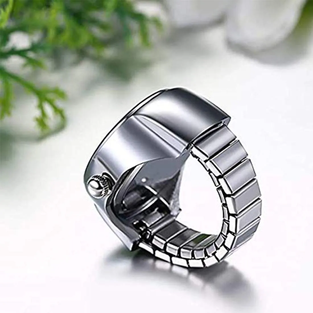 Yellow Chimes Stainless Steel Blue Dial Analog Watch Ring Stretchable Ring for Women and Girls (YCFJRG-886WCT-LBL)