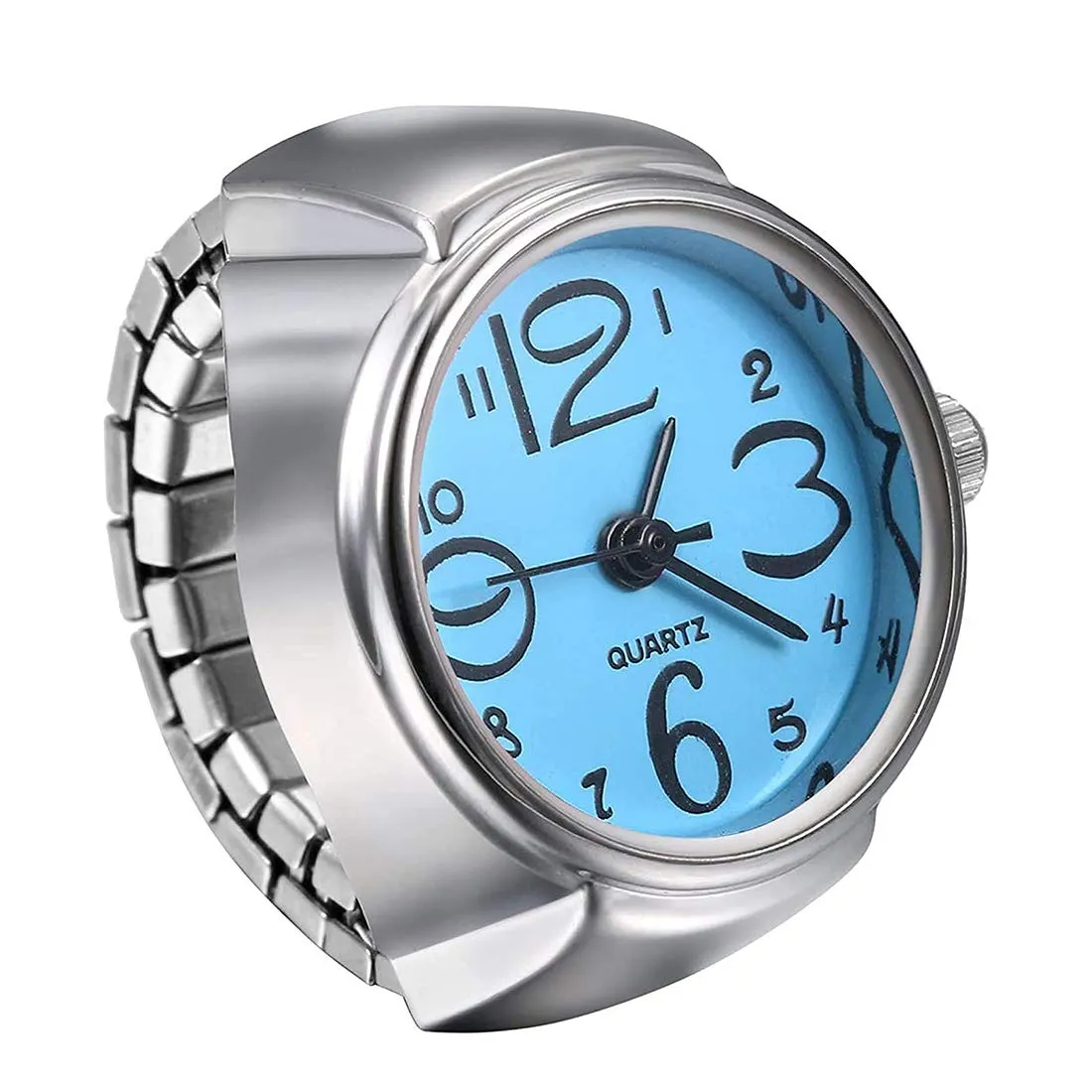 Yellow Chimes Stainless Steel Blue Dial Analog Watch Ring Stretchable Ring for Women and Girls (YCFJRG-886WCT-LBL)