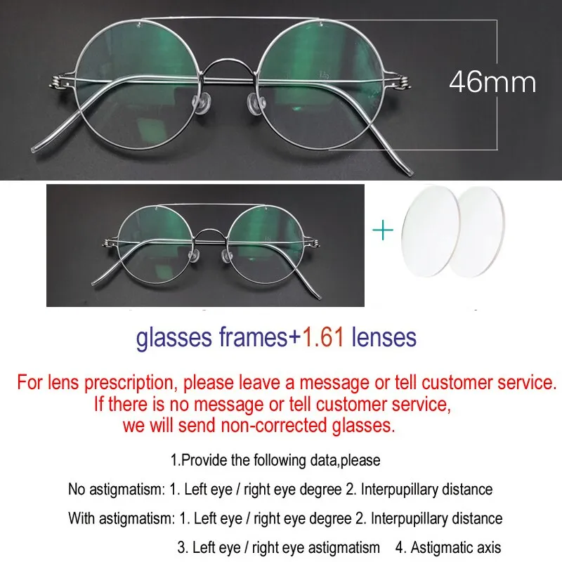 Yujo Unisex Full Rim Stainless Steel Round Double Bridge Eyeglasses Y023