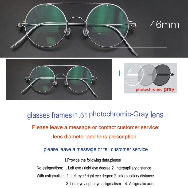 Yujo Unisex Full Rim Stainless Steel Round Double Bridge Eyeglasses Y023