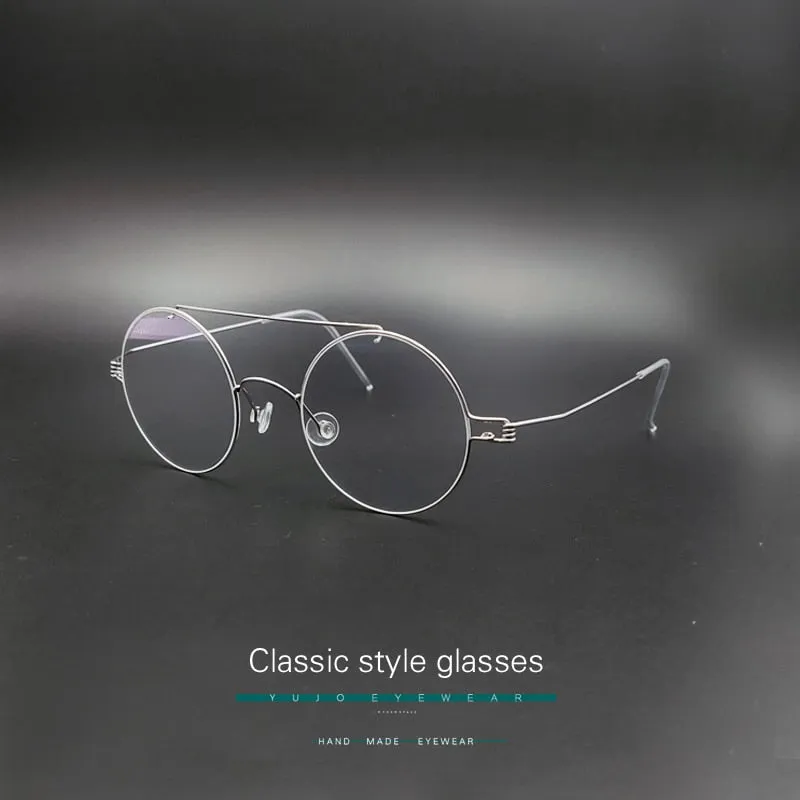 Yujo Unisex Full Rim Stainless Steel Round Double Bridge Eyeglasses Y023