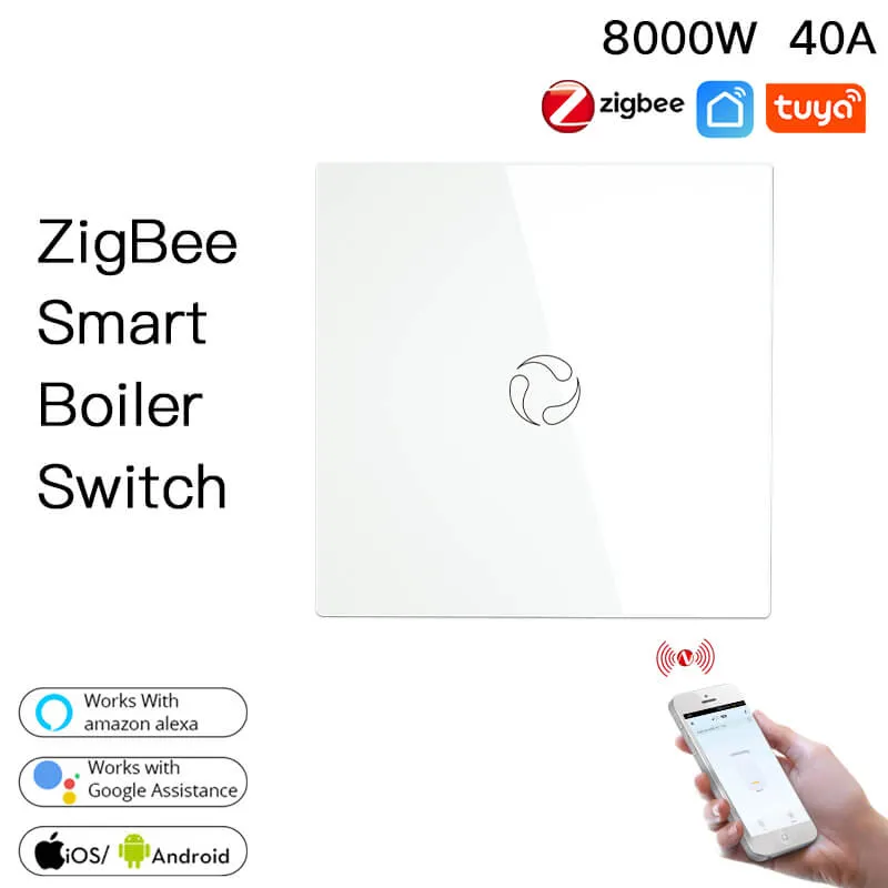 ZigBee Smart Boiler Touch Switch Water Heater Single Pole Neutral Wire Required  20A EU